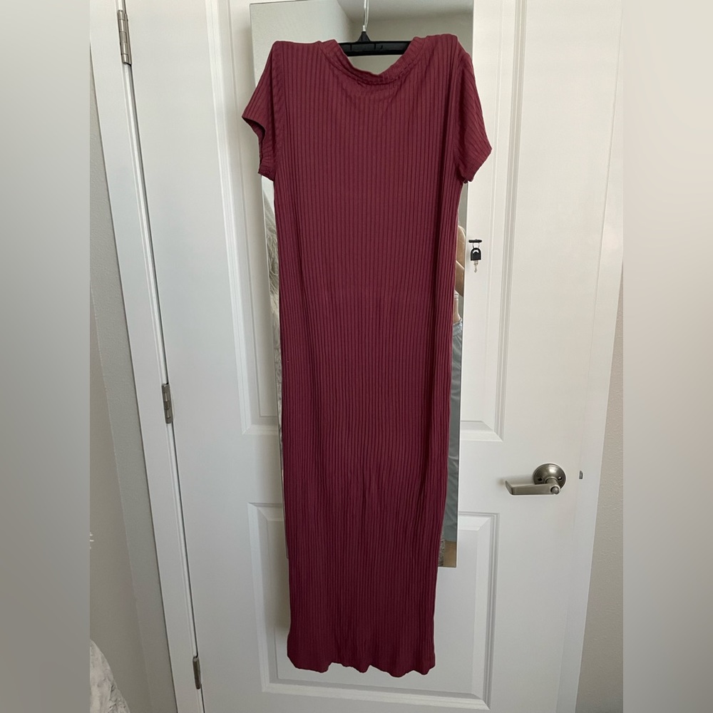 Free People Beach Ribbed Short Sleeve Casual Maxi Dress small